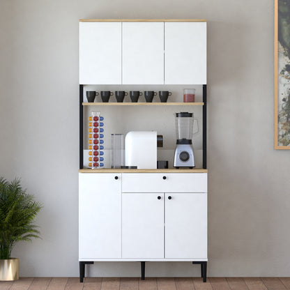 Ντουλάπια κουζίνας Lenner pakoworld λευκό-sonoma 90x45x184εκ - Hippiehome.gr