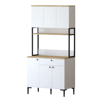 Ντουλάπια κουζίνας Lenner pakoworld λευκό-sonoma 90x45x184εκ - Hippiehome.gr