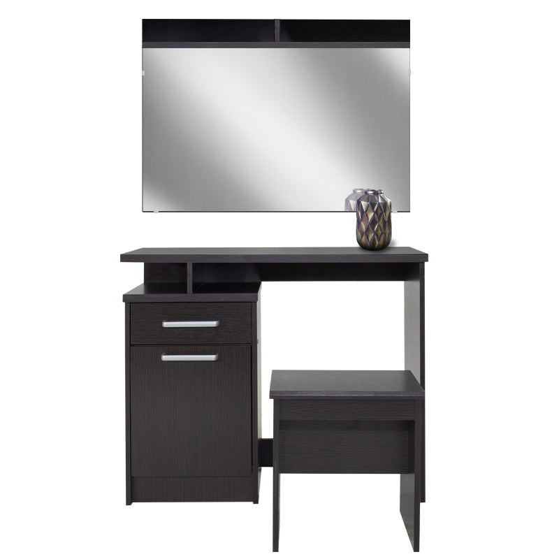 Τουαλέτα κρεβατοκάμαρας OLYMPUS pakoworld με καθρέπτη και σκαμπό χρώμα wenge - Hippiehome.gr