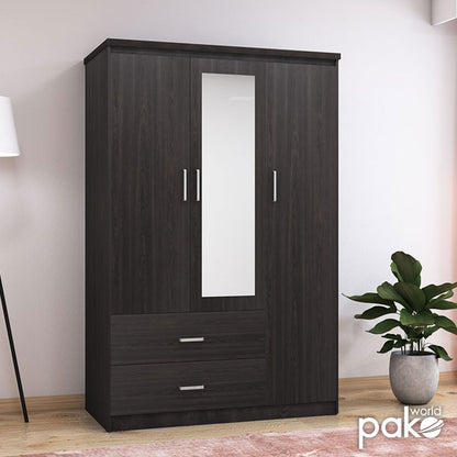Ντουλάπα ρούχων τρίφυλλη OLYMPUS pakoworld χρώμα wenge 120x57x183εκ - Hippiehome.gr