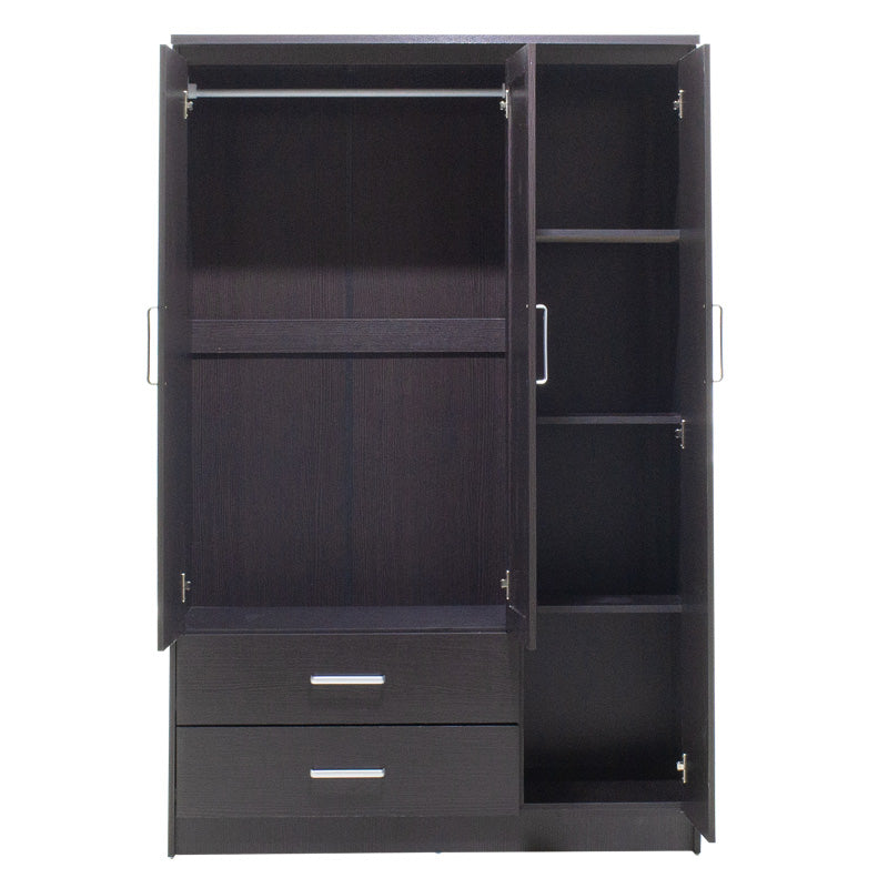 Ντουλάπα ρούχων τρίφυλλη OLYMPUS pakoworld χρώμα wenge 120x57x183εκ - Hippiehome.gr