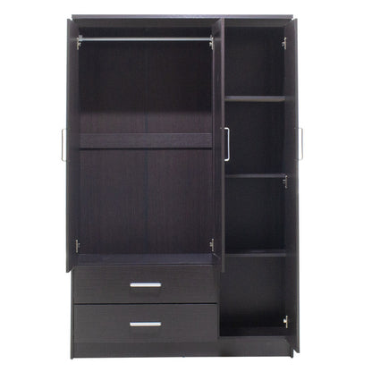 Ντουλάπα ρούχων τρίφυλλη OLYMPUS pakoworld χρώμα wenge 120x57x183εκ - Hippiehome.gr