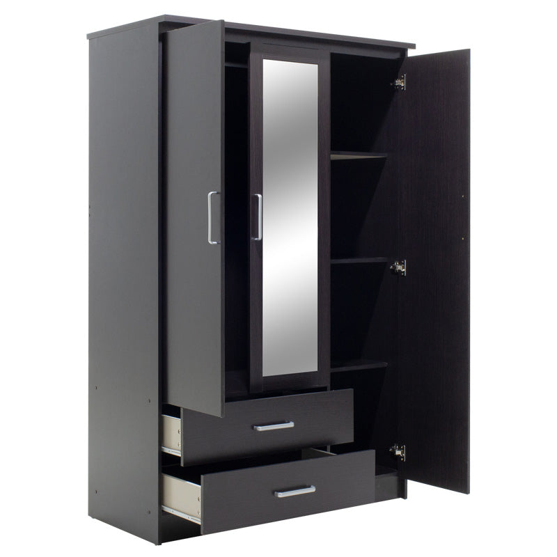 Ντουλάπα ρούχων τρίφυλλη OLYMPUS pakoworld χρώμα wenge 120x57x183εκ - Hippiehome.gr