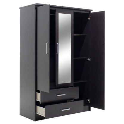 Ντουλάπα ρούχων τρίφυλλη OLYMPUS pakoworld χρώμα wenge 120x57x183εκ - Hippiehome.gr