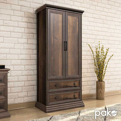 Ντουλάπα ρούχων δίφυλλη Mozart pakoworld χρώμα καρυδί 83x52x202,5εκ - Hippiehome.gr