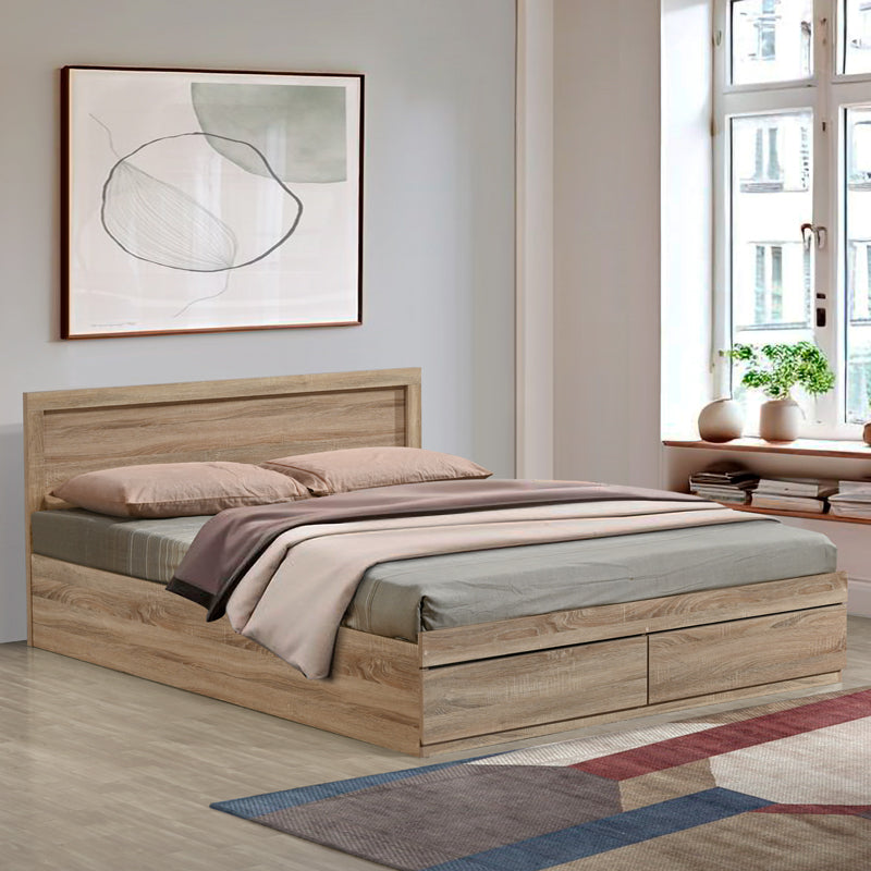 Κρεβάτι Olympus pakoworld με συρτάρι σε sonoma απόχρωση 140x200εκ - Hippiehome.gr