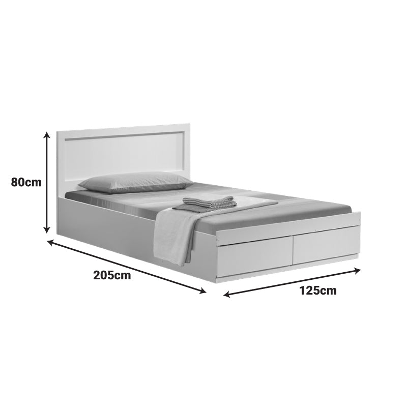 Κρεβάτι Olympus pakoworld με συρτάρι σε λευκή απόχρωση 120x200εκ - Hippiehome.gr