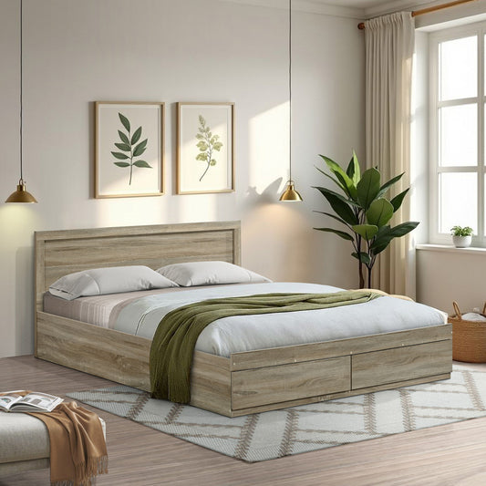 Κρεβάτι Olympus pakoworld με συρτάρι σε sonoma απόχρωση 160x200εκ - Hippiehome.gr