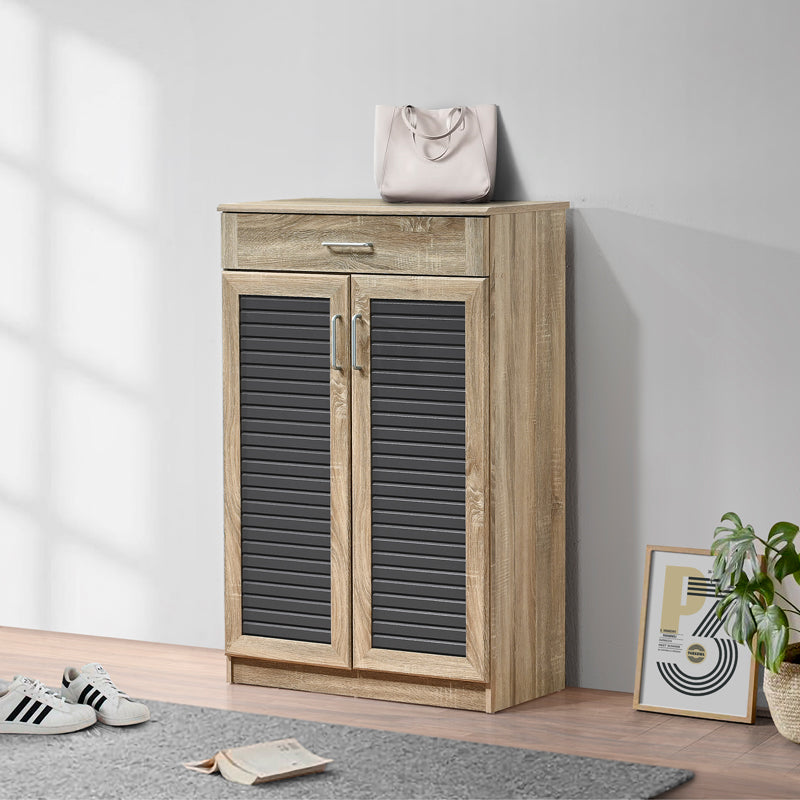 Παπουτσοθήκη-ντουλάπι Sante pakoworld 20 ζεύγων σε sonoma-ανθρακί απόχρωση 80x37x123εκ - Hippiehome.gr