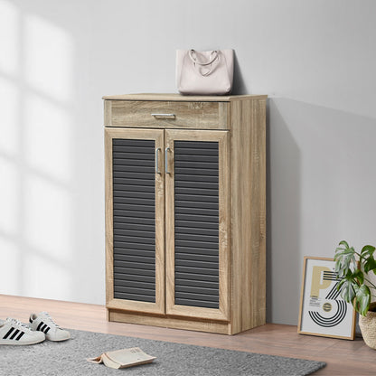 Παπουτσοθήκη-ντουλάπι Sante pakoworld 20 ζεύγων σε sonoma-ανθρακί απόχρωση 80x37x123εκ - Hippiehome.gr