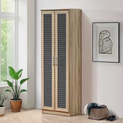 Παπουτσοθήκη-ντουλάπα SANTE pakoworld 21 ζεύγων σε sonoma-ανθρακί απόχρωση 60x37x183εκ - Hippiehome.gr