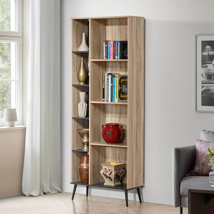 Βιβλιοθήκη Zezan pakoworld σε sonoma-ανθρακί απόχρωση 76.5x30x200.5εκ - Hippiehome.gr