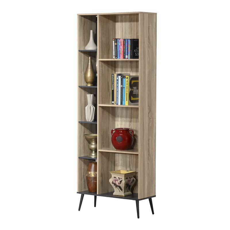 Βιβλιοθήκη Zezan pakoworld σε sonoma-ανθρακί απόχρωση 76.5x30x200.5εκ - Hippiehome.gr