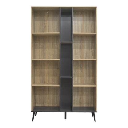 Βιβλιοθήκη Zezan pakoworld σε sonoma-ανθρακί απόχρωση 114x30x200.5εκ - Hippiehome.gr