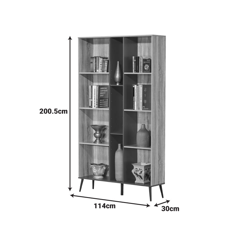 Βιβλιοθήκη Zezan pakoworld σε sonoma-ανθρακί απόχρωση 114x30x200.5εκ - Hippiehome.gr