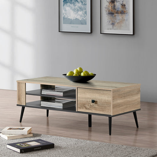 Τραπέζι σαλονιού Zezan pakoworld σε sonoma-ανθρακί απόχρωση 120x51x44.5εκ - Hippiehome.gr