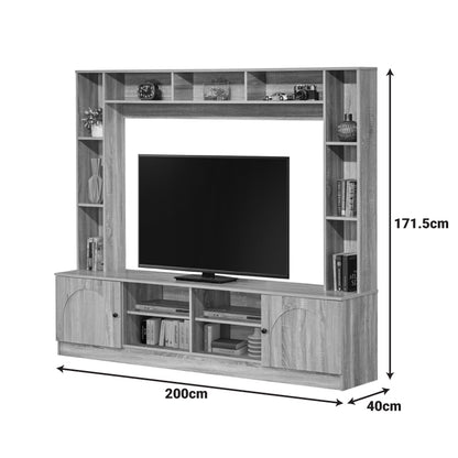 Σύνθετο σαλονιού Ambera pakoworld σε sonoma απόχρωση 200x40x171.5εκ - Hippiehome.gr
