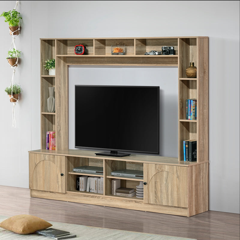 Σύνθετο σαλονιού Ambera pakoworld σε sonoma απόχρωση 200x40x171.5εκ - Hippiehome.gr
