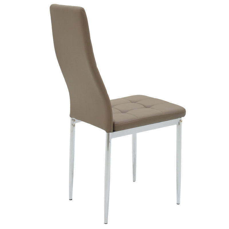 Καρέκλα Cube pakoworld PU μόκα-πόδι χρωμίου - Hippiehome.gr