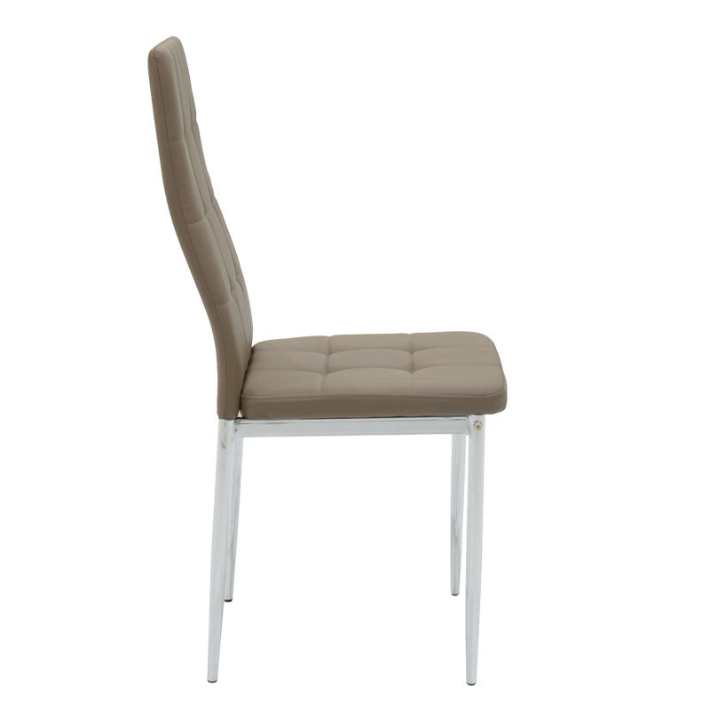 Καρέκλα Cube pakoworld PU μόκα-πόδι χρωμίου - Hippiehome.gr