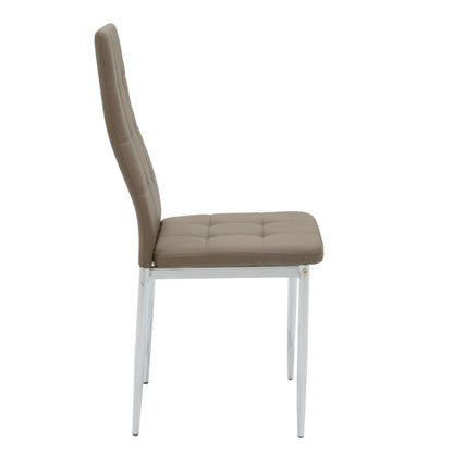 Καρέκλα Cube pakoworld PU μόκα-πόδι χρωμίου - Hippiehome.gr