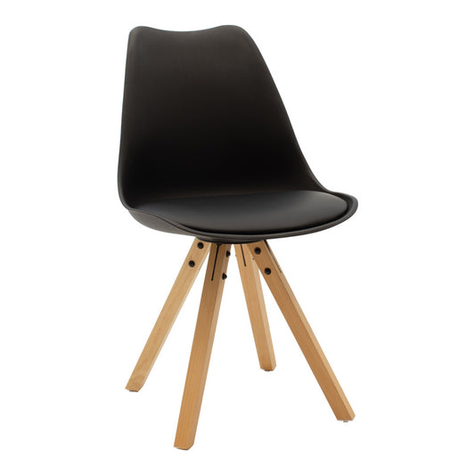 Τραπεζαρία Quana-Caron σετ 5τεμ pakoworld γυάλινο και pp σε μαύρη-φυσική απόχρωση 120x70x75εκ - Hippiehome.gr