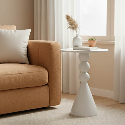 Βοηθητικό τραπέζι Bilane pakoworld μέταλλο σε κρεμ απόχρωση Φ39x60εκ - Hippiehome.gr