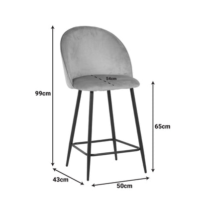 Σκαμπό μπαρ μεσαίου ύψους Perch pakoworld βελούδο σε ανθρακί απόχρωση με μαύρα μεταλλικά πόδια 50x43x99εκ - Hippiehome.gr