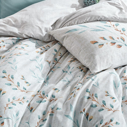 Σετ παπλωματοθήκη Lendell Cotton Box 3 τμχ Μονή (160x220) χρώμα μέντα - λευκό - Hippiehome.gr