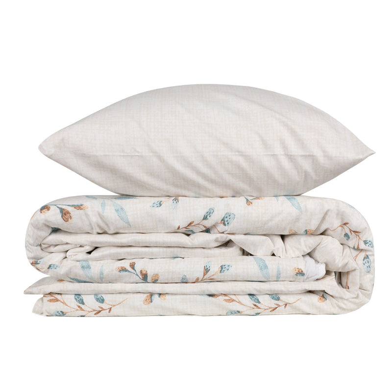 Σετ παπλωματοθήκη Lendell Cotton Box 3 τμχ Μονή (160x220) χρώμα μέντα - λευκό - Hippiehome.gr