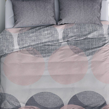 Σετ παπλωματοθήκη Leron Cotton Box 4 τμχ Διπλή (200x220) χρώμα γκρι - Hippiehome.gr