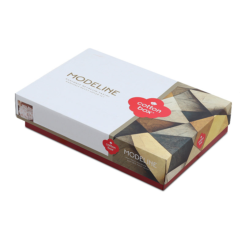 Σετ παπλωματοθήκη Leron Cotton Box 4 τμχ Διπλή (200x220) χρώμα γκρι - Hippiehome.gr