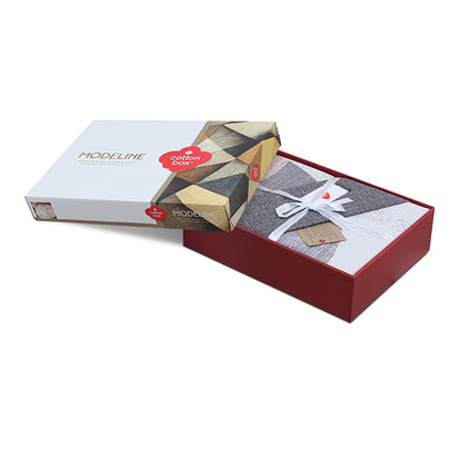 Σετ παπλωματοθήκη Leron Cotton Box 4 τμχ Διπλή (200x220) χρώμα γκρι - Hippiehome.gr