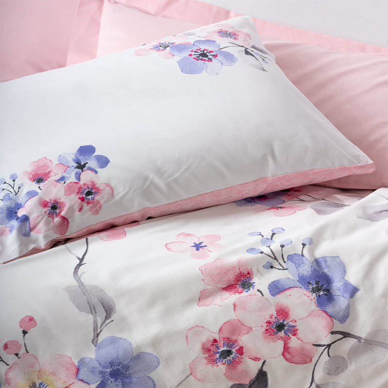 Σετ παπλωματοθήκη Jayda Cotton Box 3 τμχ Μονή (160x220) χρώμα ροζ - λευκό - Hippiehome.gr