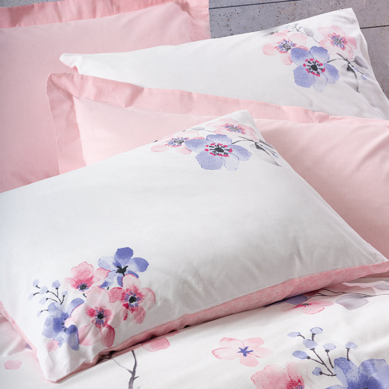 Σετ παπλωματοθήκη Jayda Cotton Box 3 τμχ Μονή (160x220) χρώμα ροζ - λευκό - Hippiehome.gr