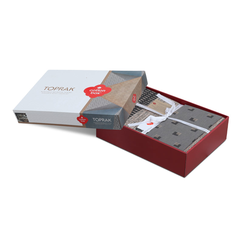Σετ παπλωματοθήκη Arlo Cotton Box 3 τμχ Μονή (160x220) χρώμα καφέ - γκρι - Hippiehome.gr