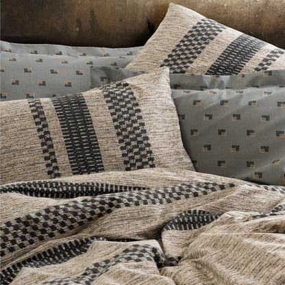 Σετ παπλωματοθήκη Arlo Cotton Box 4 τμχ Διπλή (200x220) χρώμα καφέ - γκρι - Hippiehome.gr