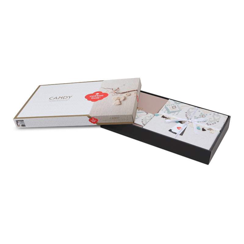 Σετ παπλωματοθήκη Asilo Cotton Box 4 τμχ Διπλή (200x220) χρώμα καφέ - λευκό - Hippiehome.gr