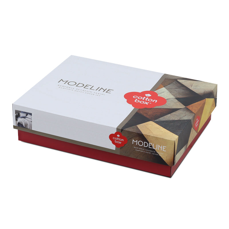Σετ παπλωματοθήκη Nitsa Cotton Box 3 τμχ Μονή (160x220) χρώμα σκούρο μπλε - γκρι - Hippiehome.gr