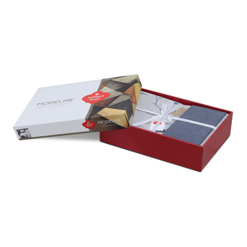 Σετ παπλωματοθήκη Nitsa Cotton Box 3 τμχ Μονή (160x220) χρώμα σκούρο μπλε - γκρι - Hippiehome.gr