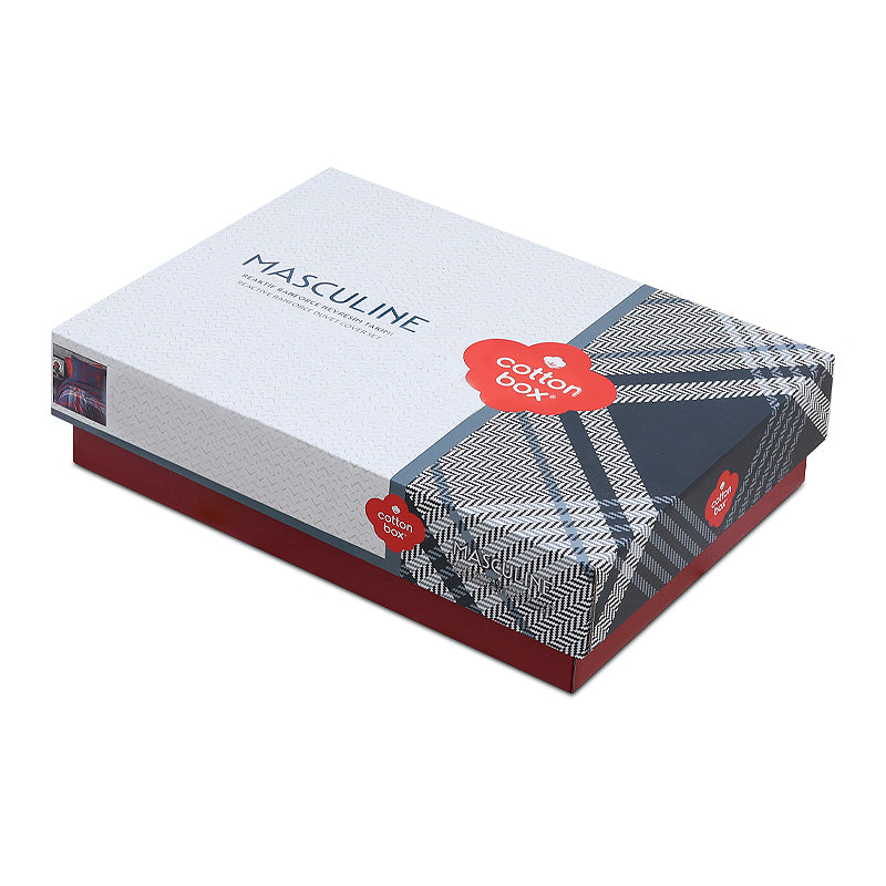 Σετ παπλωματοθήκη Abel Cotton Box 4 τμχ Διπλή (200x220) χρώμα σκούρο μπλε - κόκκινο - Hippiehome.gr
