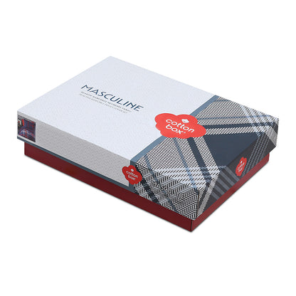 Σετ παπλωματοθήκη Abel Cotton Box 4 τμχ Διπλή (200x220) χρώμα σκούρο μπλε - κόκκινο - Hippiehome.gr