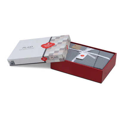 Σετ παπλωματοθήκη Plaid Cotton Box 4 τμχ Διπλή (200x220) χρώμα γκρι - Hippiehome.gr