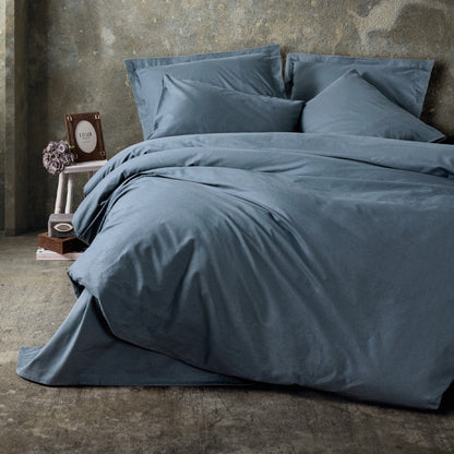 Σετ παπλωματοθήκη Plain Cotton Box 4 τμχ Διπλή (200x220) χρώμα ανθρακί - Hippiehome.gr