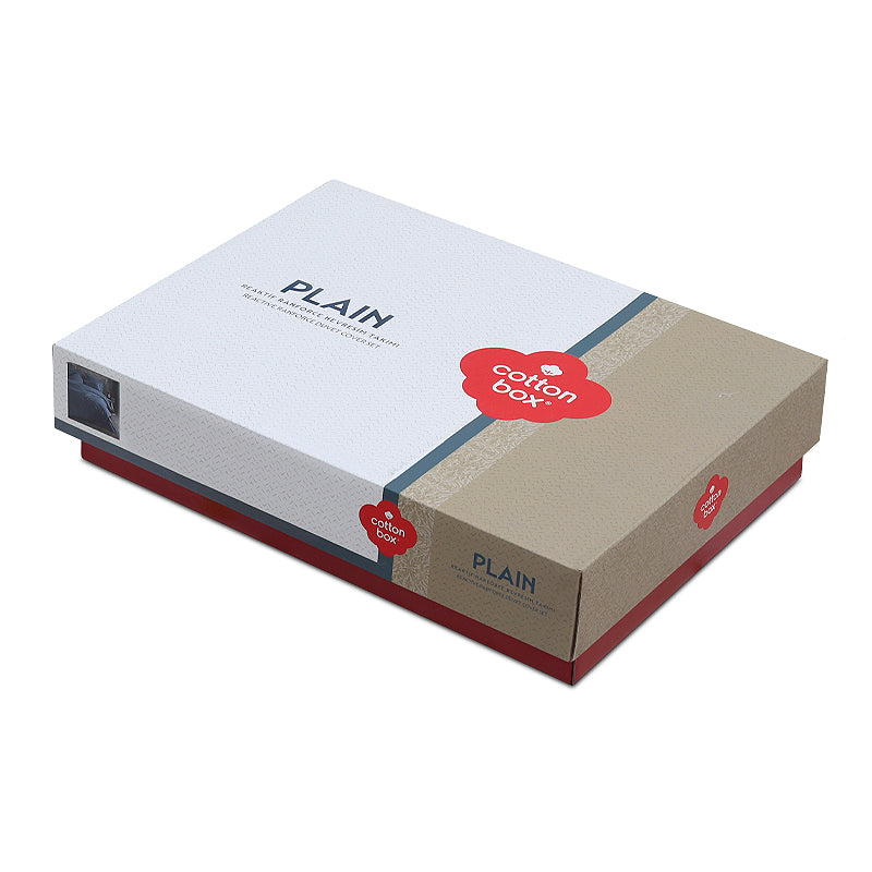 Σετ παπλωματοθήκη Plain Cotton Box 4 τμχ Διπλή (200x220) χρώμα ανθρακί - Hippiehome.gr