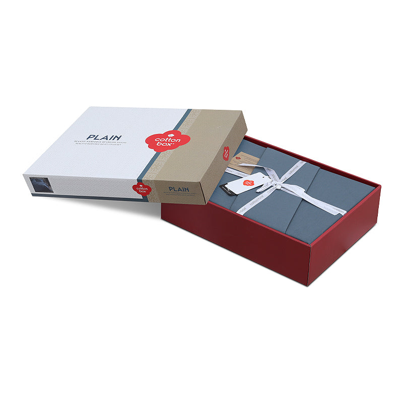 Σετ παπλωματοθήκη Plain Cotton Box 4 τμχ Διπλή (200x220) χρώμα ανθρακί - Hippiehome.gr