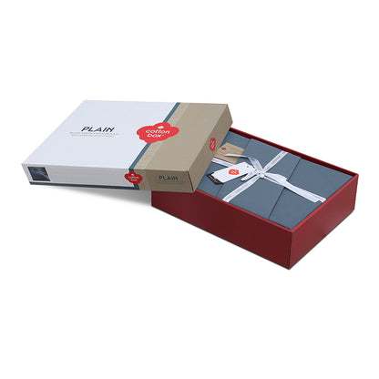 Σετ παπλωματοθήκη Plain Cotton Box 4 τμχ Διπλή (200x220) χρώμα ανθρακί - Hippiehome.gr