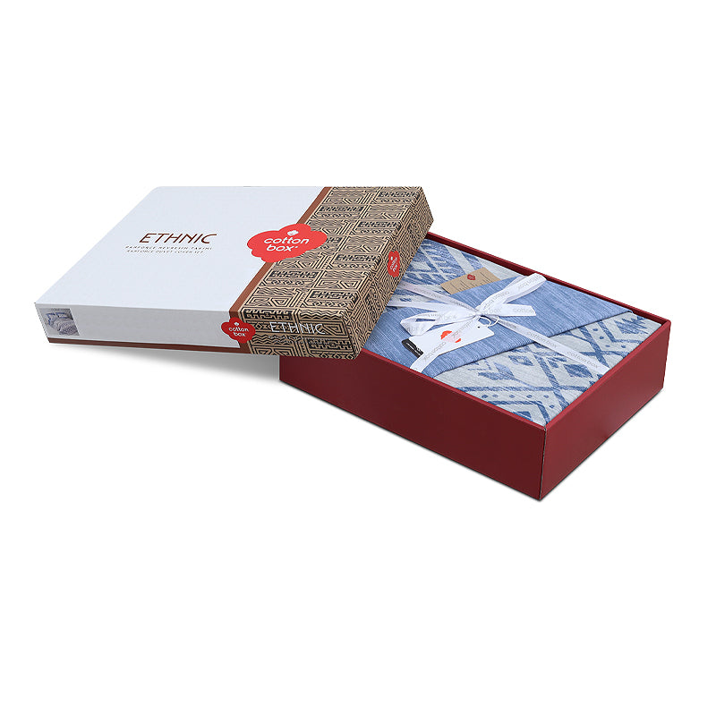 Σετ παπλωματοθήκη Cleo Cotton Box 4 τμχ Διπλή (200x220) χρώμα μπλε - Hippiehome.gr