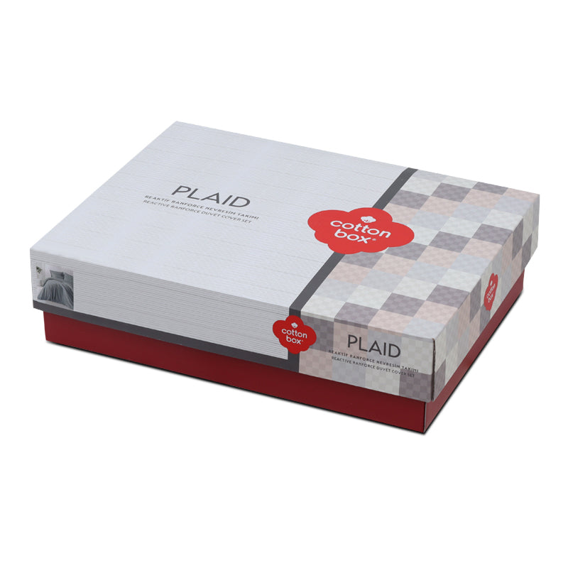 Σετ παπλωματοθήκη Plaid Cotton Box 3 τμχ Μονή (160x220) χρώμα γκρι - Hippiehome.gr