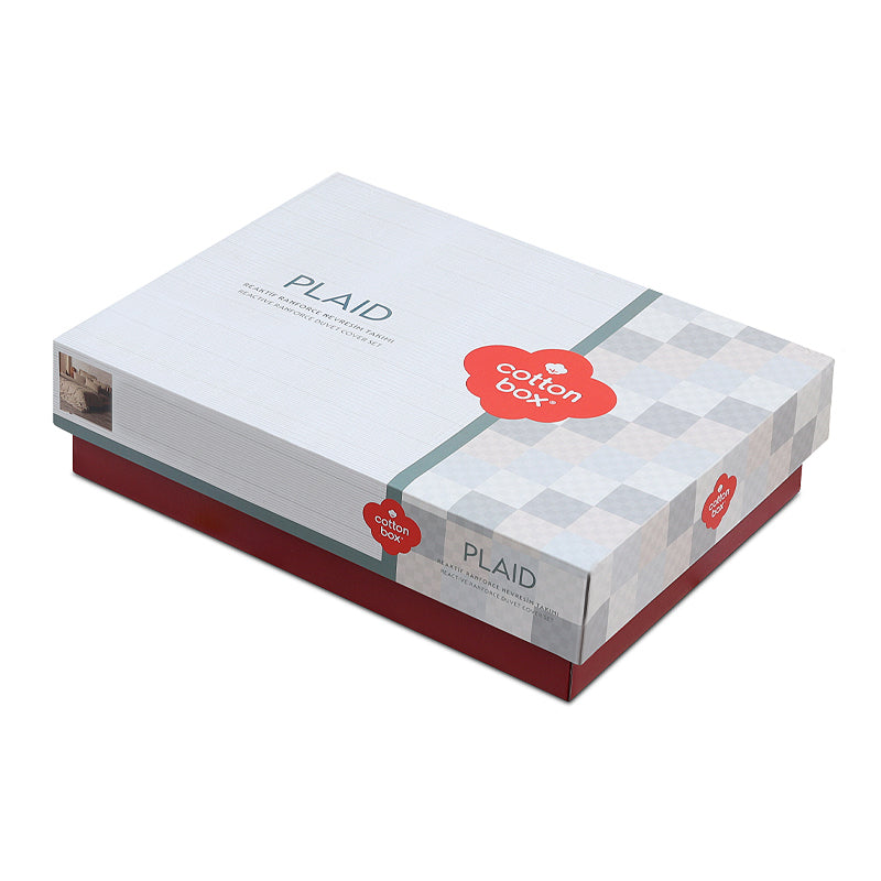 Σετ παπλωματοθήκη Plaid Cotton Box 3 τμχ Μονή (160x220) χρώμα mink - Hippiehome.gr